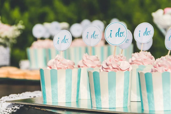 wedding sweet table with muffins