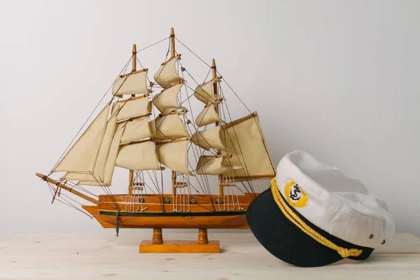 vintage wooden ship model