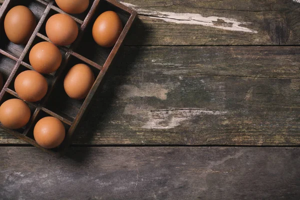 Eggs in a wooden box
