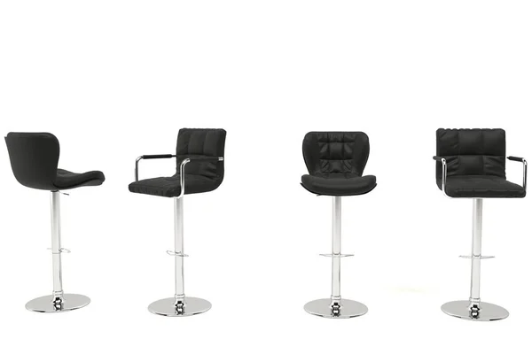 Black Leather Bar Stools — Stock Photo, Image