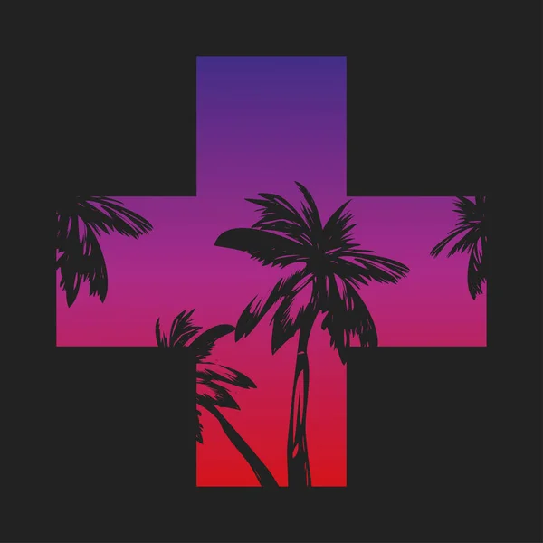 vektör çizim bir palm tema, bir t-shirt, moda damgası