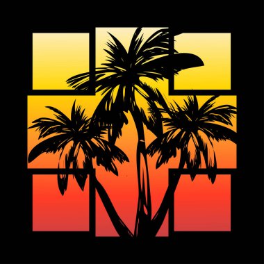vektör çizim bir palm tema, bir t-shirt, moda damgası