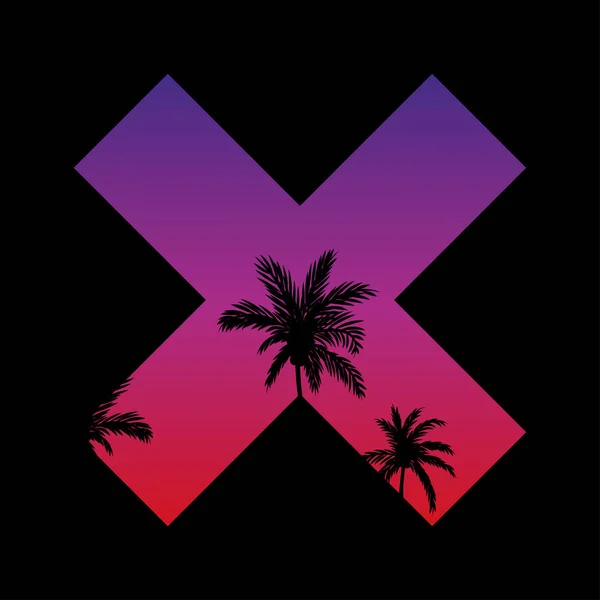 vektör çizim bir palm tema, bir t-shirt, moda damgası