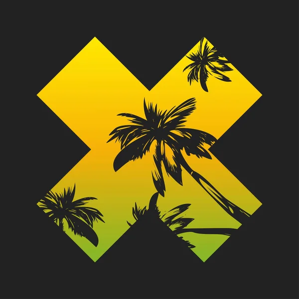 vektör çizim bir palm tema, bir t-shirt, moda damgası