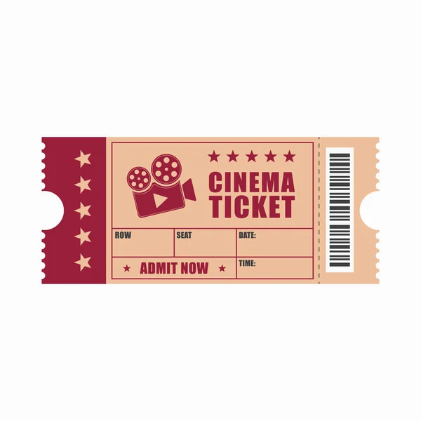 Biglietto del cinema, modello di film, controllare il layout — Vettoriale Stock