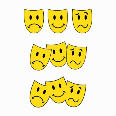 Tiyatro maskeleri, üç suratlar, ifade etiket