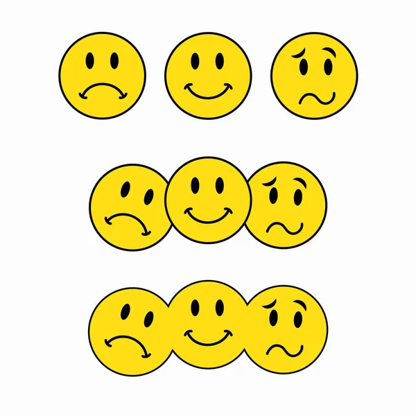 Masques théâtraux, trois sourires, autocollant émoticône — Image vectorielle
