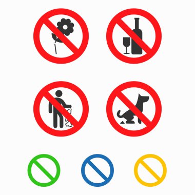 signs ban park, rules of conduct, do not litter clipart