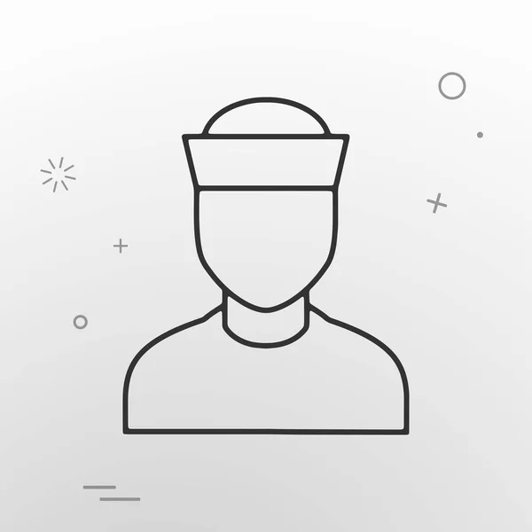 Ikona webové vektorové, povolání námořníka, muž v klobouku moře — Stockový vektor