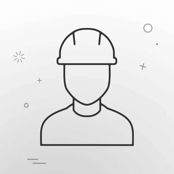 Icône web vectoriel, constructeur d'ingénieur de profession, homme dans le casque de construction — Image vectorielle