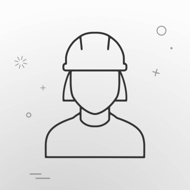 vektör web simgesi, mesleği mühendis Oluşturucu, inşaat kask içinde kadın