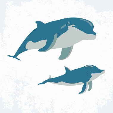 Yunuslar vektör görüntü, logo baskı, deniz sembolü