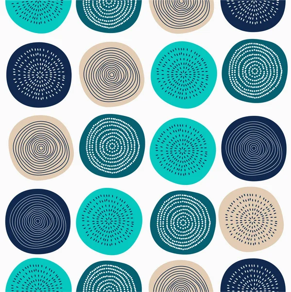 70s vektör dikişsiz desen, renkli daireler çizim