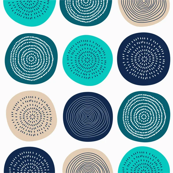 70s vektör dikişsiz desen, renkli daireler çizim