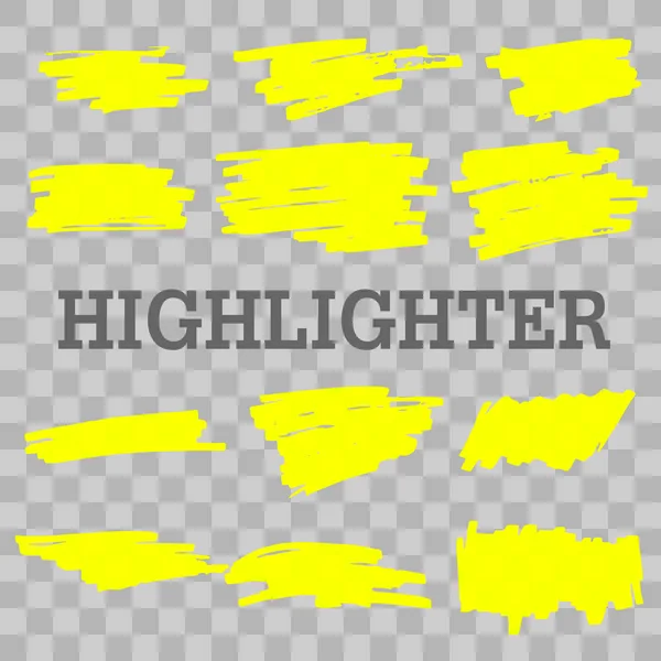 Marqueur jaune dessiné à la main lin — Image vectorielle