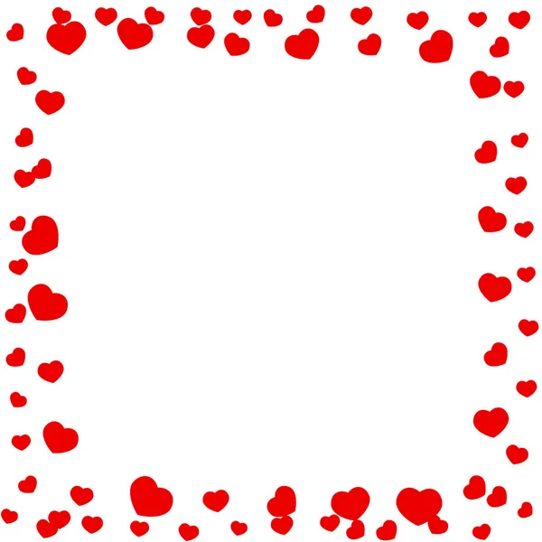 Frame van rode harten op Valentijnsdag. — Stockvector