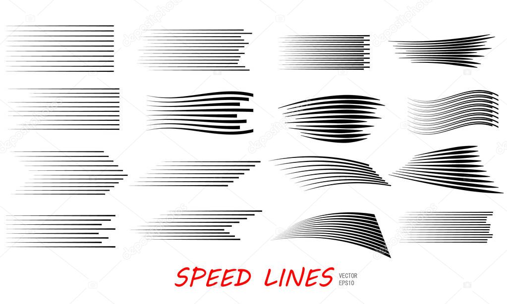 Speed lines isolated set