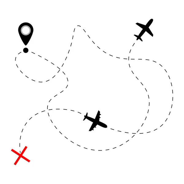 Ruta de la línea del avión — Vector de stock