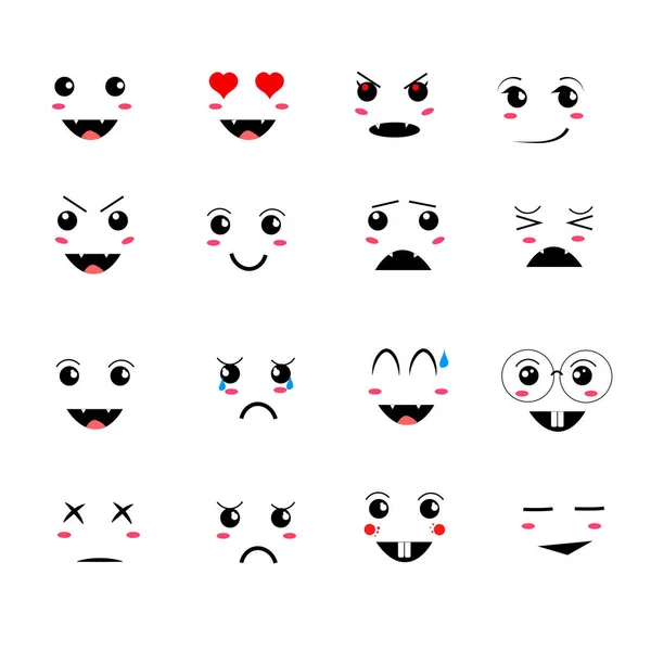 Emoji kawaii de dibujos animados — Vector de stock