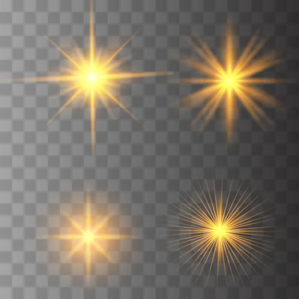 Altın parlayan ışık seti — Stok Vektör