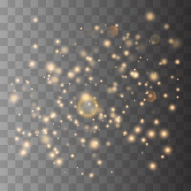 Sparks özel ışık efekti parıltı. Vektör şeffaf arka plan üzerinde parıldıyor. Noel soyut desen. Sihirli toz parçacıklarının - vektör çizim Eps10 köpüklü