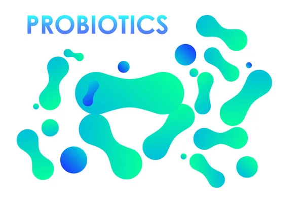 Probióticos Bactérias Ilustração Vetorial Biologia Formação Científica Bactérias Microscópicas Close — Vetor de Stock