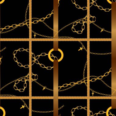Pattern with golden chains clipart