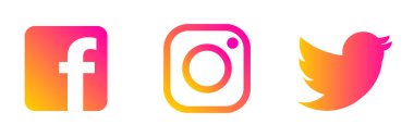 Instagram, Twitter Facebook logosu. 