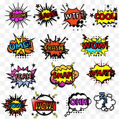 Komik konuşma ses kopyaları set.