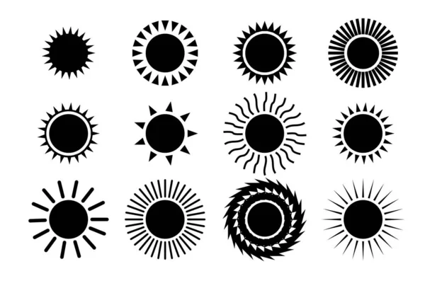 Black Sun icon set — Stock Vector