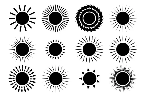 Zwarte zon icon set — Stockvector