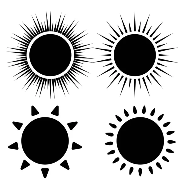 Black Sun icon set — Stock Vector