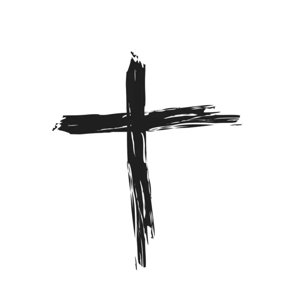 Ručně nakreslený křesťanský kříž — Stockový vektor