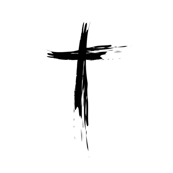 Hand getekende christelijke kruis — Stockvector
