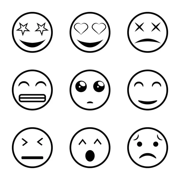 Emoticons für Umrisse, Emojis — Stockvektor