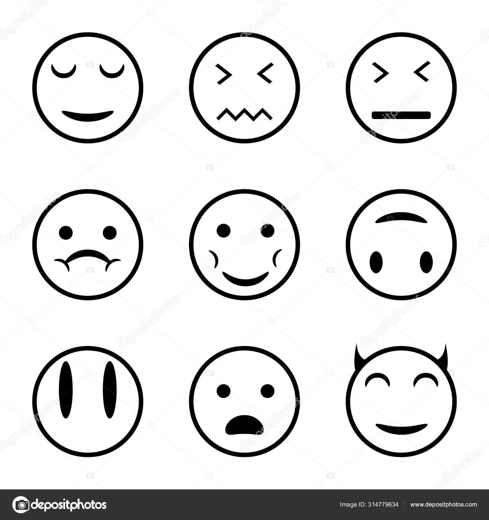 Emoticons Fur Umrisse Emojis Vektorgrafik Lizenzfreie Grafiken C Ellysonn 314779634 Depositphotos