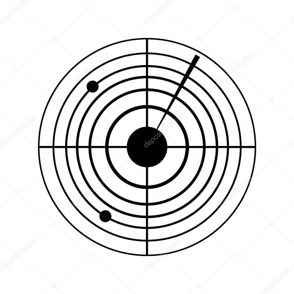 Radar icons. Sonar sound waves.solid pictogram. Flat illustration of maritime radar aim vector icon for web isolated on white