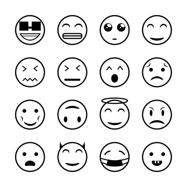 Uppsättning av disposition emoticons, emoji — Stock vektor