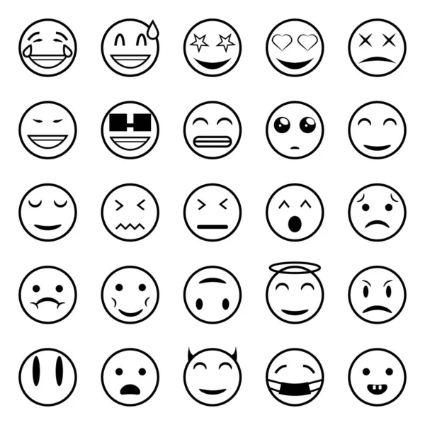 Emoticons für Umrisse, Emojis — Stockvektor