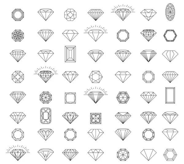 Diamond jewelry icons — Stock Vector