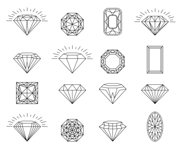 Iconos de joyas de diamantes — Vector de stock