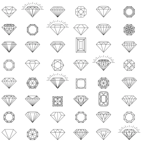 Iconos de joyas de diamantes — Vector de stock
