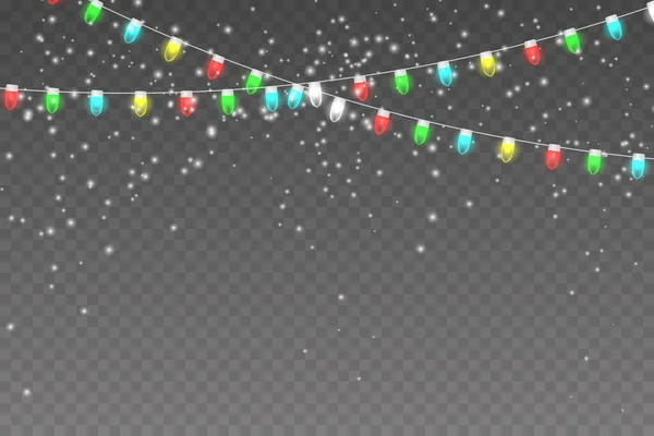 Luz de Natal com neve — Vetor de Stock