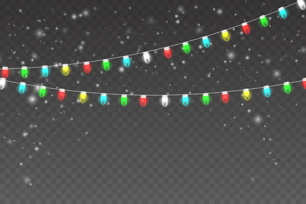 Luz de Navidad con nieve — Vector de stock