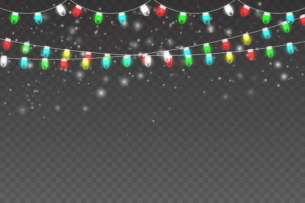 Lumière de Noël avec neige — Image vectorielle