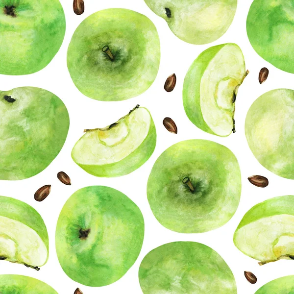 Jabłka Powtórz Wzór Akwarela Cyfrowe Ręczne Narysowanego Obrazu Tekstylia Tkaniny — Zdjęcie stockowe