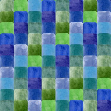 Geometrik mozaik seamless modeli. Elle çizilmiş ve tasarım Tekstil, parmak izi, kumaşlar, sanat için suluboya doku ile dijital arka plan.