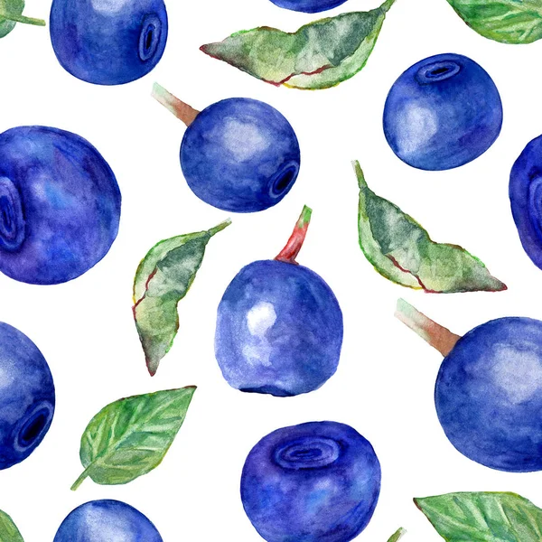 Blueberry Naadloze Patroon Achtergrond Aquarel Patroon Voor Behang Textiel Stoffen — Stockfoto