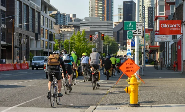 시애틀 타운에서 거리에 사이클 통근의 시애틀 워싱턴 2018 — 스톡 사진