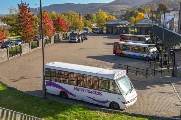 Aberdare Wales Octubre 2018 Vista Aérea Estación Autobuses Centro Aberdare — Foto de Stock